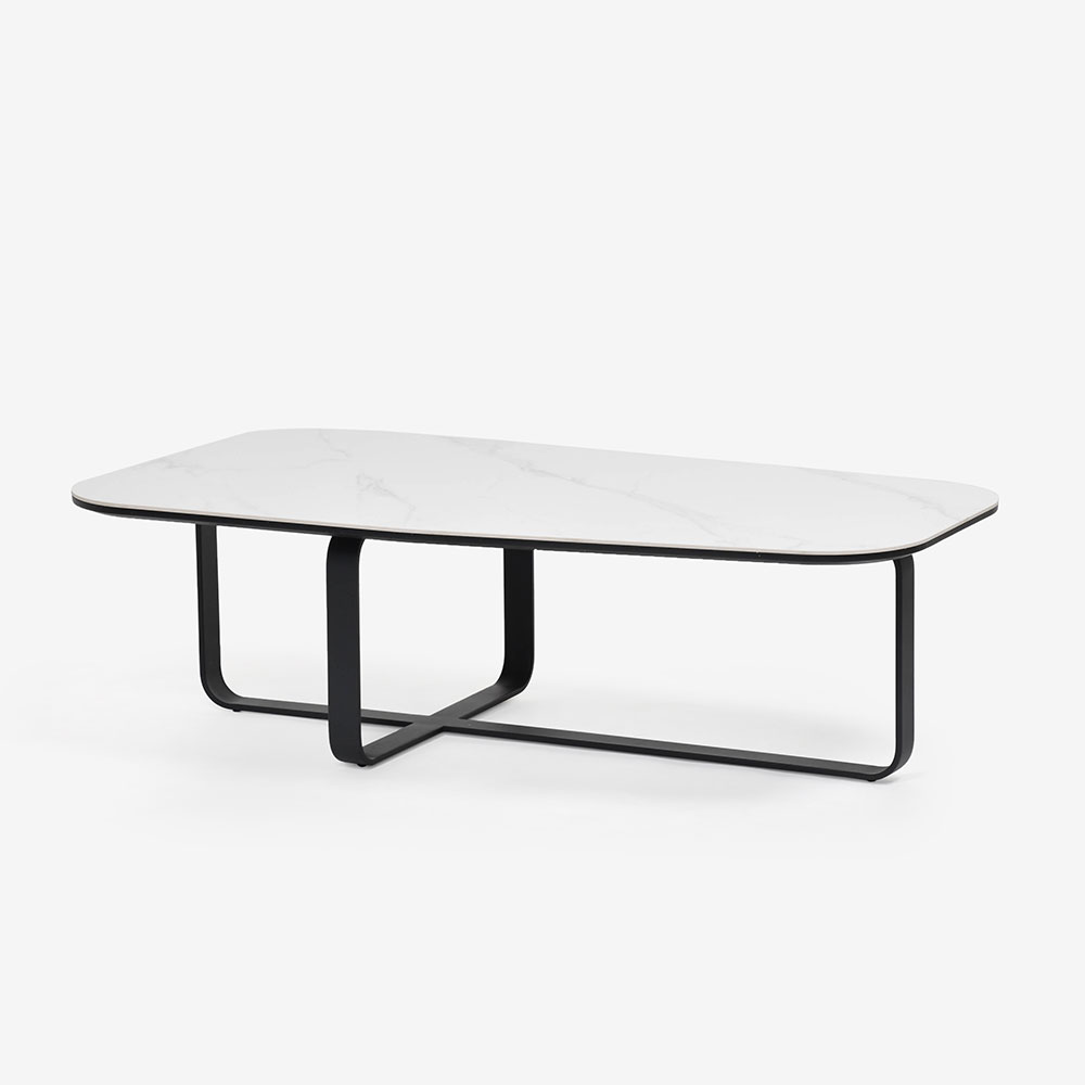 FaBBRica（ファブリカ）センターテーブル「FB-005CT-130」天板:スレート材 ホワイト色 / 脚部:スチール ブラック色