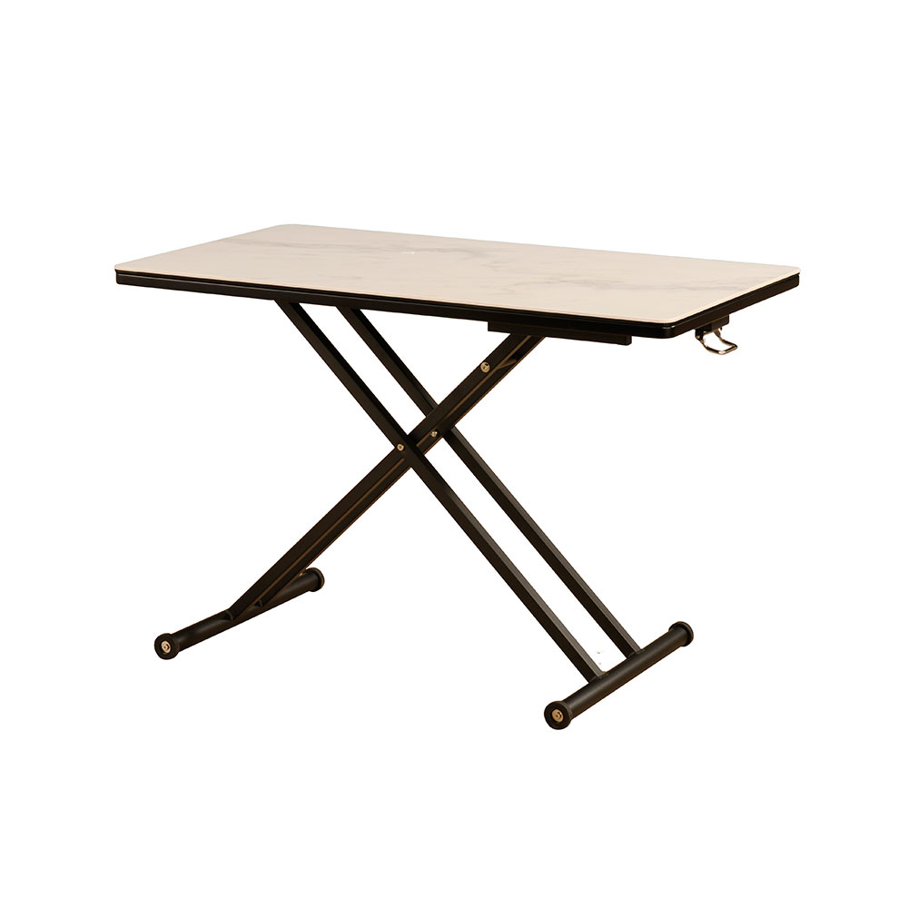 昇降式テーブル「グラナダ」セラミック天板 ホワイトクオーツ色 全2 