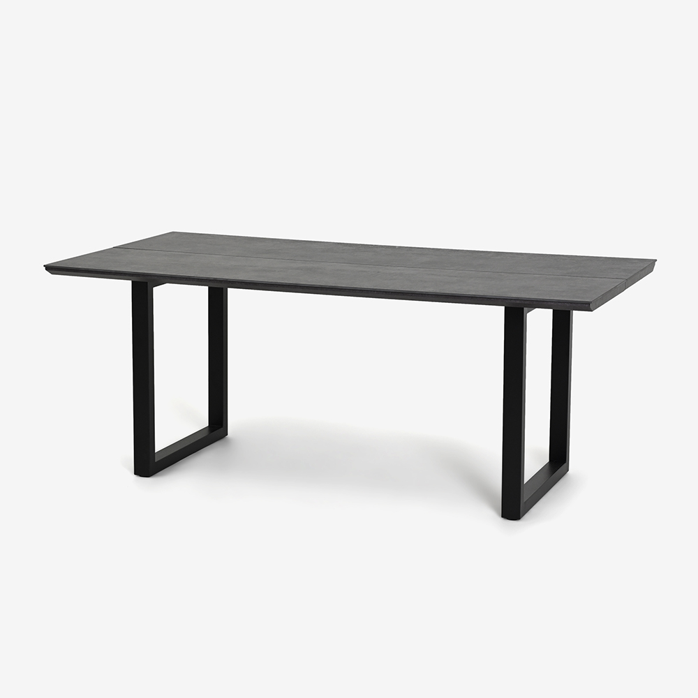 AYANO（綾野製作所）ダイニングテーブル「リニア」セラミック天板 アイアイングレイ色 脚ブラック色