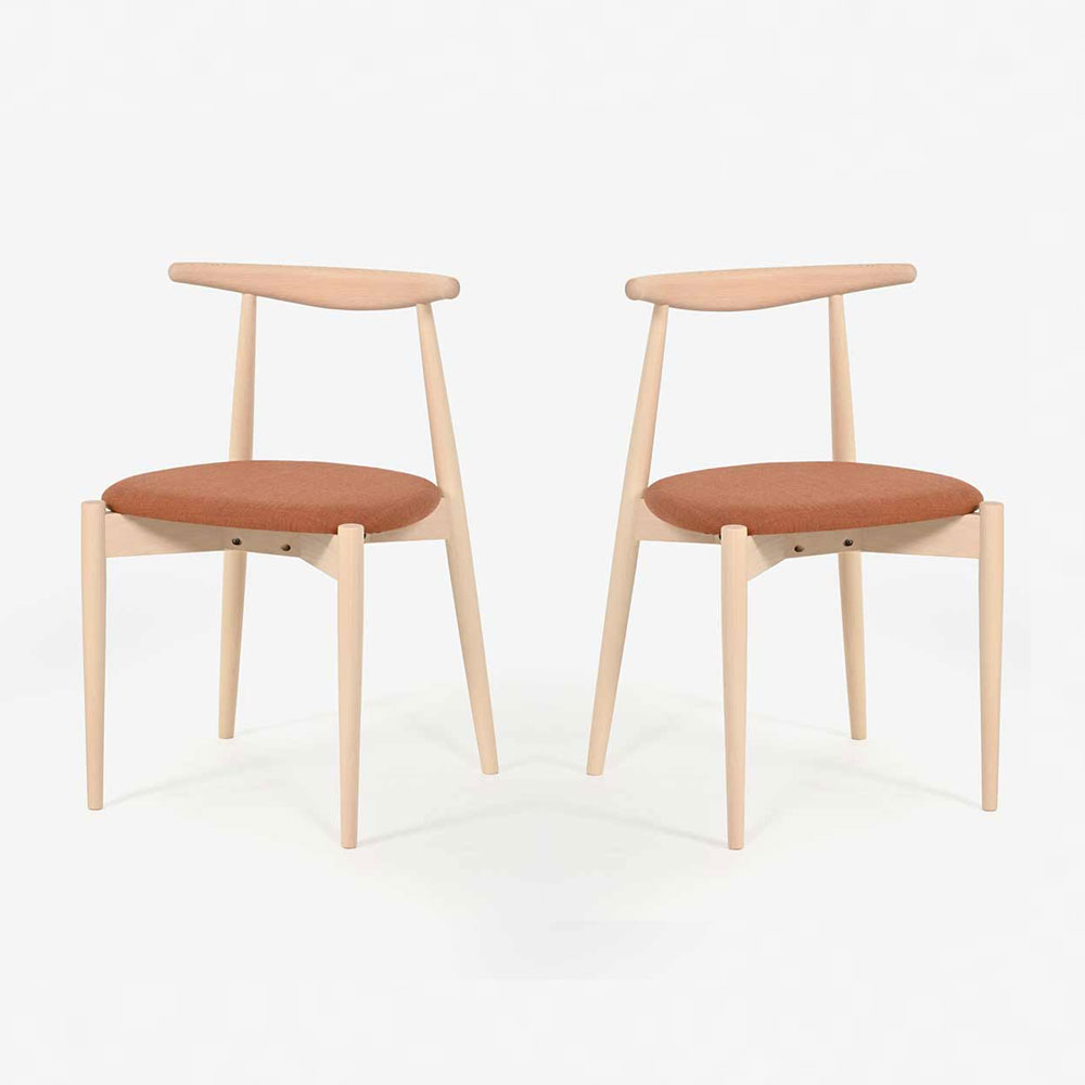 秋田木工 ダイニングチェア「No.0808」ブナ材白木塗装 張地