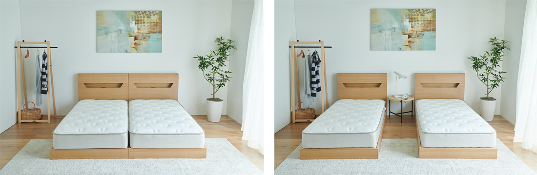 シングルベッドのレイアウト2パターン画像