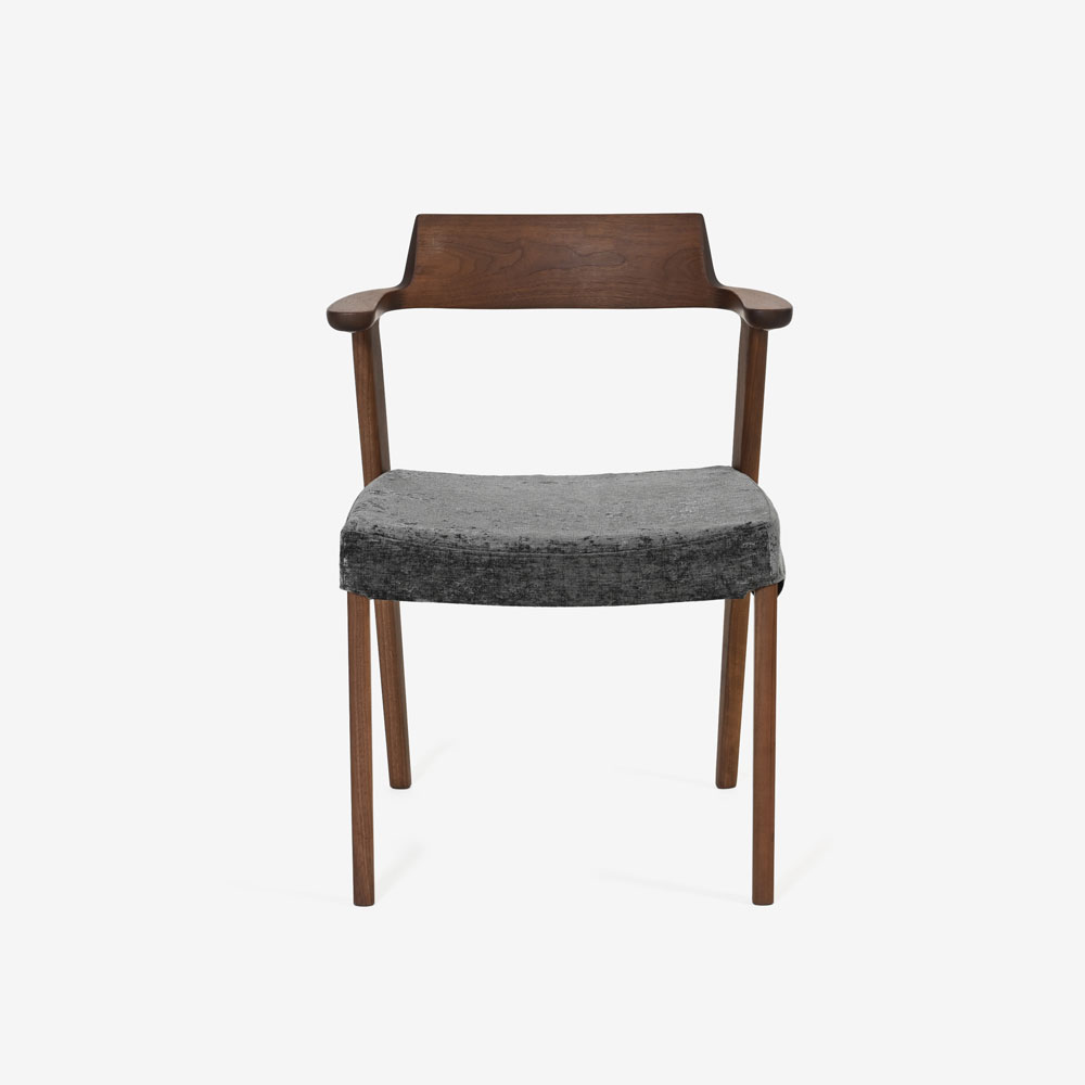 ダイニングチェア (半肘付き)「シャルダン S-BW125A」ウォールナット材TP色/布＃CモナルカBK【受注生産品】