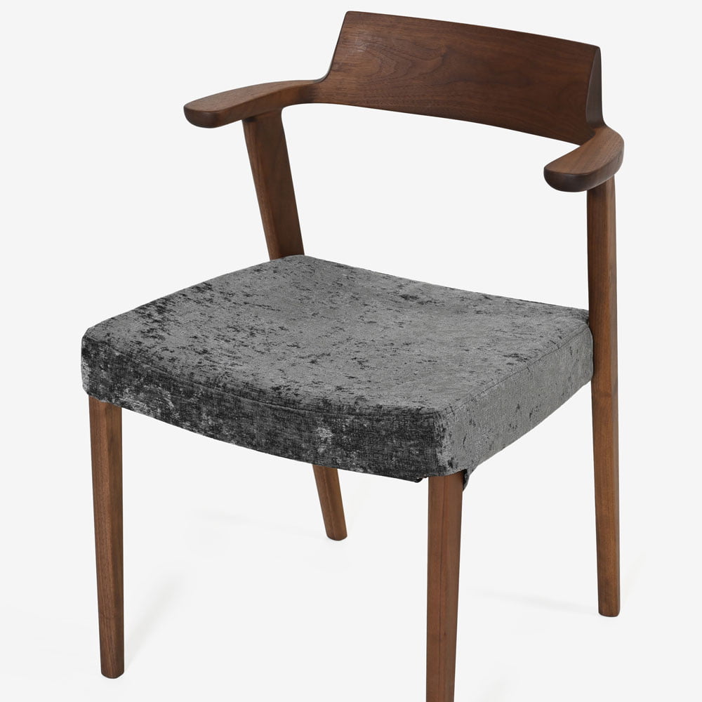 ダイニングチェア (半肘付き)「シャルダン S-BW125A」ウォールナット材TP色/布＃CモナルカBK【受注生産品】