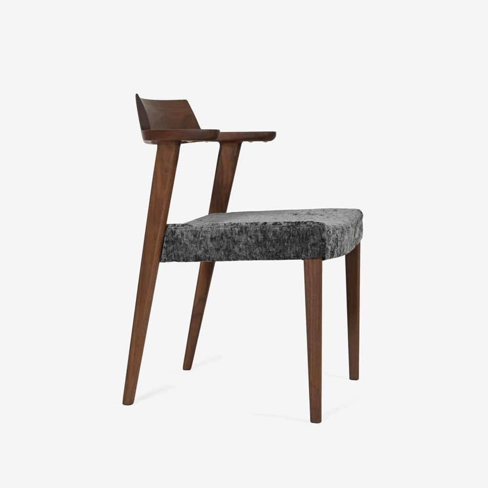 ダイニングチェア (半肘付き)「シャルダン S-BW125A」ウォールナット材TP色/布＃CモナルカBK【受注生産品】