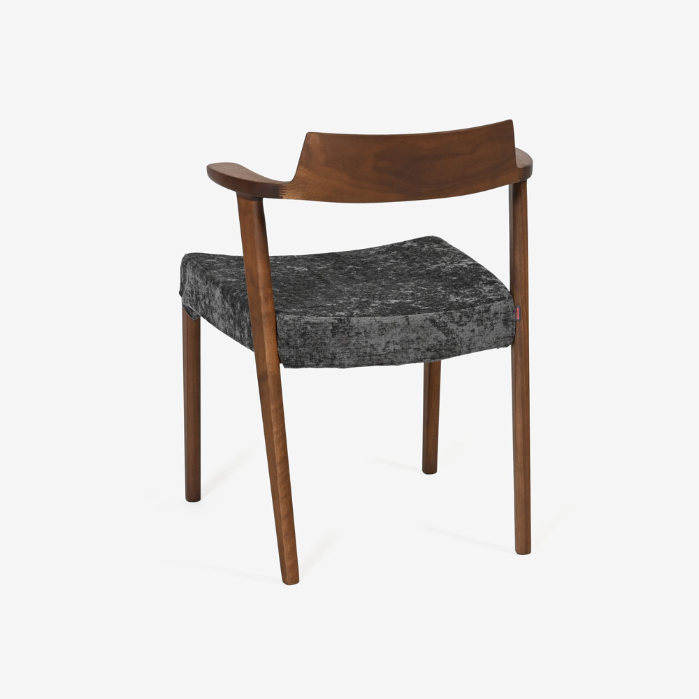 ダイニングチェア (半肘付き)「シャルダン S-BW125A」ウォールナット材TP色/布＃CモナルカBK【受注生産品】