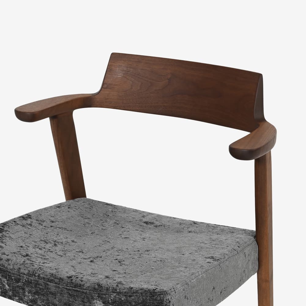 ダイニングチェア (半肘付き)「シャルダン S-BW125A」ウォールナット材TP色/布＃CモナルカBK【受注生産品】