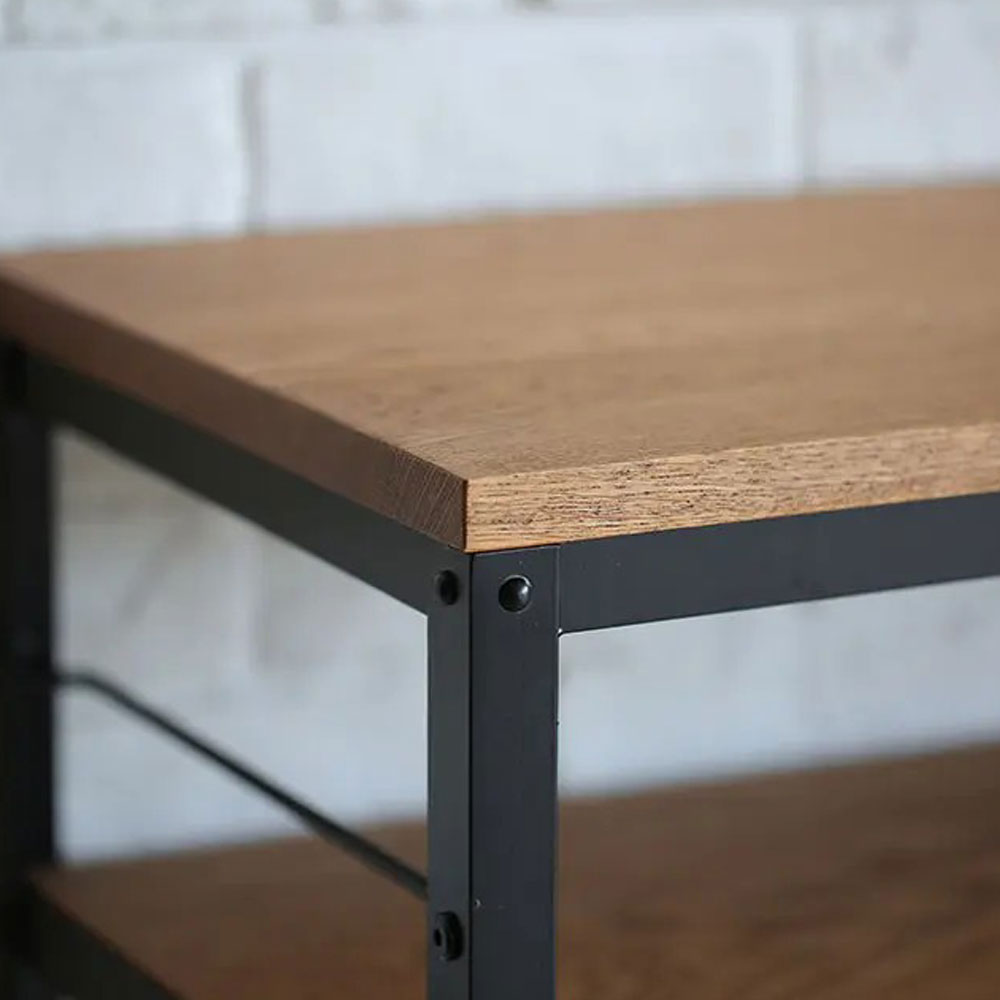 オープンシェルフ「アンティス」幅103cm オーク材/ブラックスチール