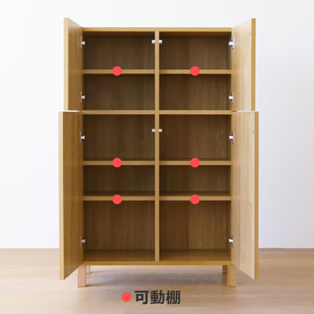 ハイキャビネット「レッチェ」幅80cm ホワイトオーク材