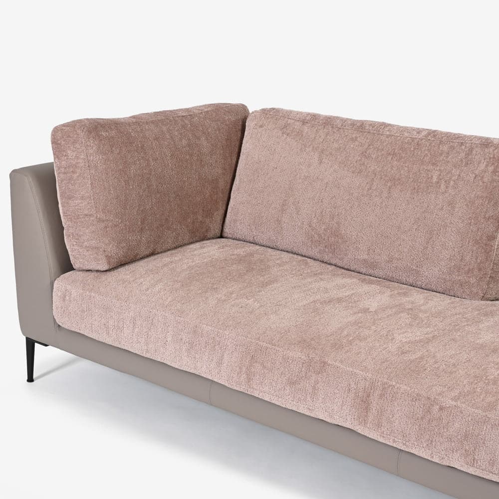 Abitamoda (アビタモーダ)片肘コーナーカウチソファ 向って右「メダ」 カバーリング仕様 布/革コンビ(布#6/6145 革L133) 金属脚全2色【受注生産品】