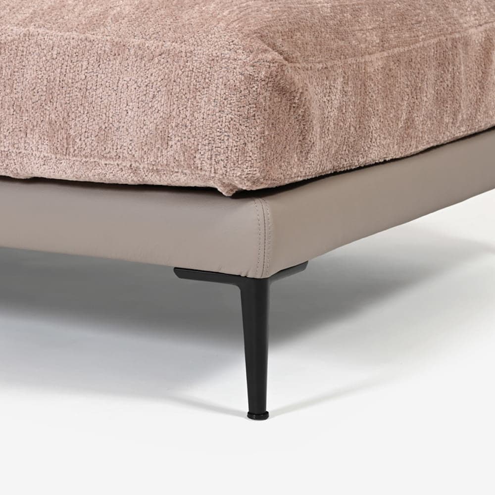 Abitamoda (アビタモーダ)片肘コーナーカウチソファ 向って右「メダ」 カバーリング仕様 布/革コンビ(布#6/6145 革L133) 金属脚全2色【受注生産品】