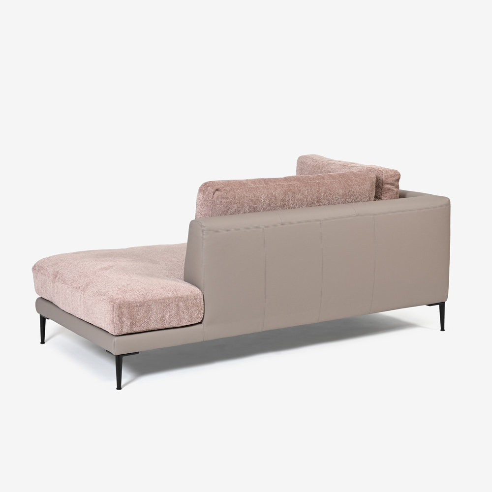 Abitamoda (アビタモーダ)片肘コーナーカウチソファ 向って右「メダ」 カバーリング仕様 布/革コンビ(布#6/6145 革L133) 金属脚全2色【受注生産品】