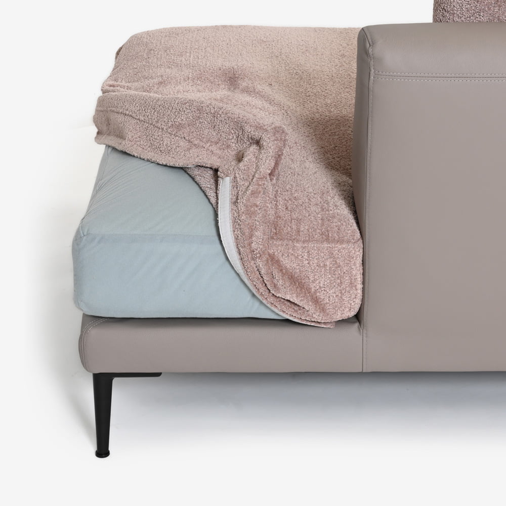 Abitamoda (アビタモーダ)片肘コーナーカウチソファ 向って右「メダ」 カバーリング仕様 布/革コンビ(布#6/6145 革L133) 金属脚全2色【受注生産品】