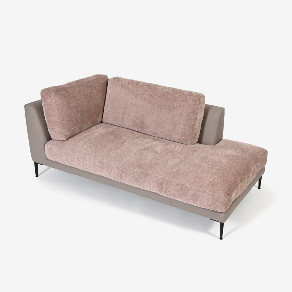 Abitamoda (アビタモーダ)片肘コーナーカウチソファ 向って右「メダ」 カバーリング仕様 布/革コンビ(布#6/6145 革L133) 金属脚全2色【受注生産品】