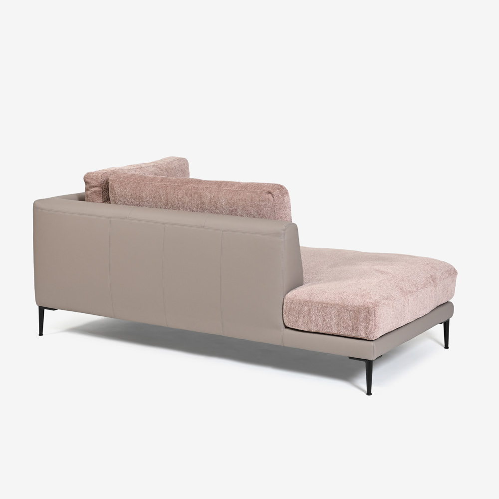 Abitamoda (アビタモーダ)片肘コーナーカウチソファ 向って左「メダ」 カバーリング仕様 布/革コンビ(布#6/6145 革L133) 金属脚全2色【受注生産品】