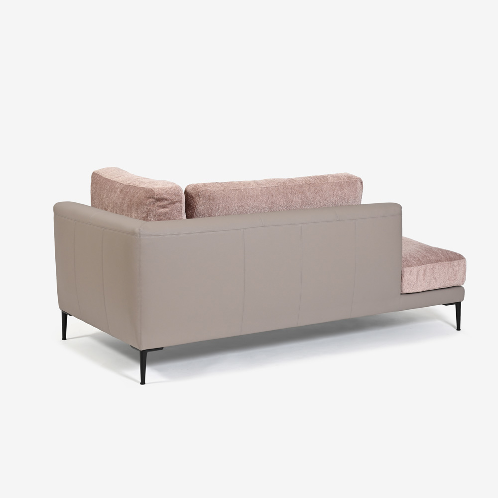 Abitamoda (アビタモーダ)片肘コーナーカウチソファ 向って左「メダ」 カバーリング仕様 布/革コンビ(布#6/6145 革L133) 金属脚全2色【受注生産品】