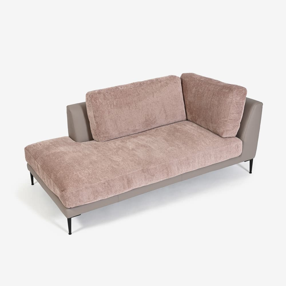 Abitamoda (アビタモーダ)片肘コーナーカウチソファ 向って左「メダ」 カバーリング仕様 布/革コンビ(布#6/6145 革L133) 金属脚全2色【受注生産品】