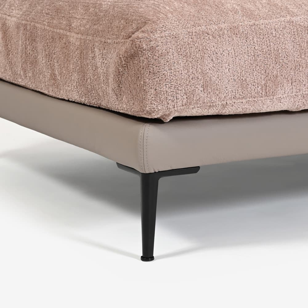 Abitamoda (アビタモーダ)片肘コーナーカウチソファ 向って左「メダ」 カバーリング仕様 布/革コンビ(布#6/6145 革L133) 金属脚全2色【受注生産品】