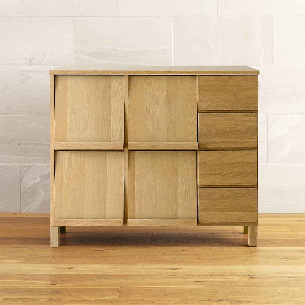 マガジンレコードラック「レッチェ」幅105.6cm ホワイトオーク材