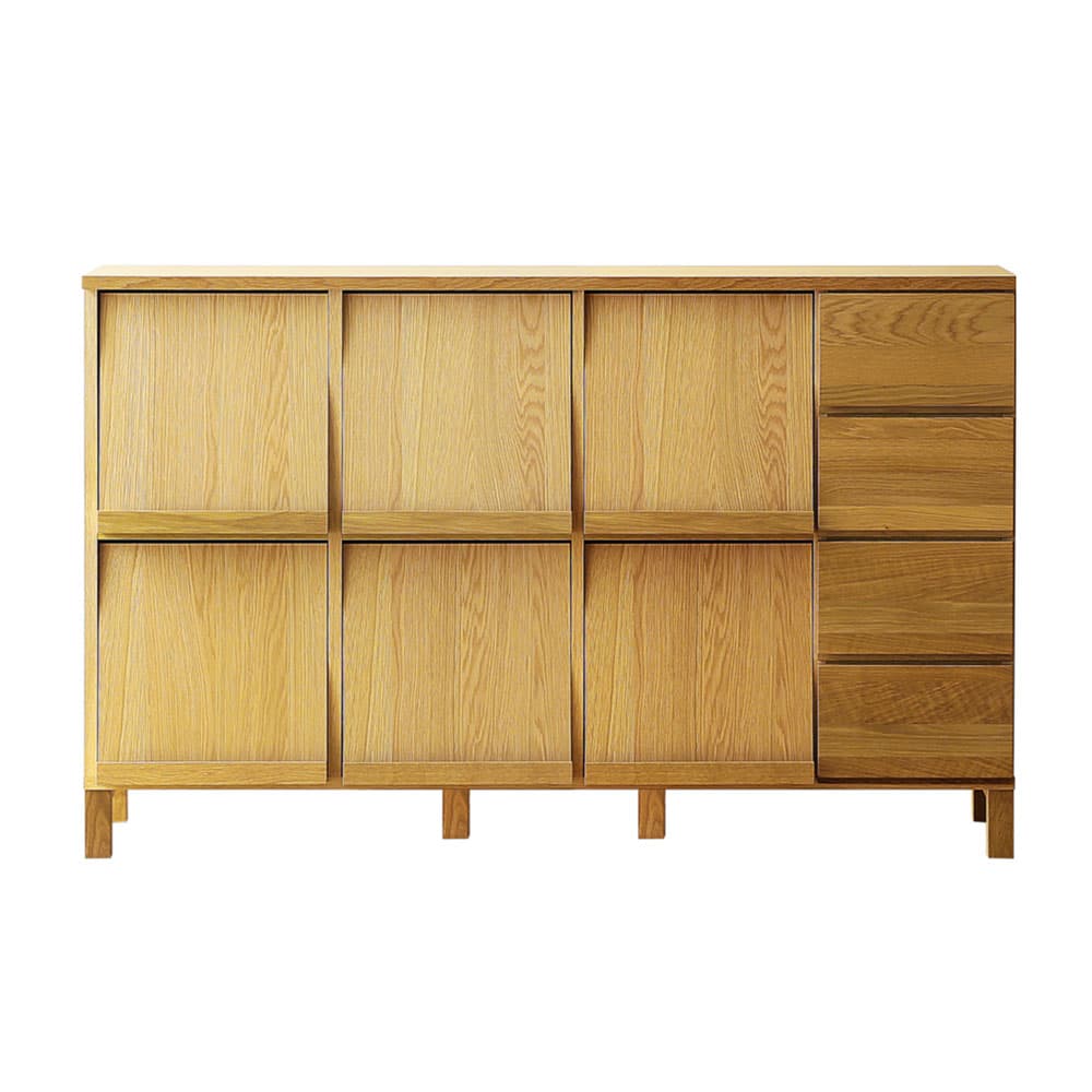 マガジンレコードラック「レッチェ」幅143cm ホワイトオーク材