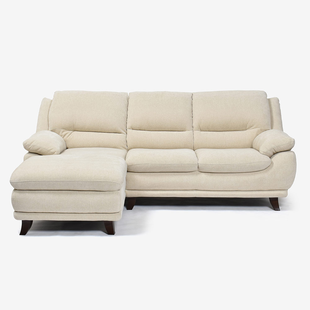 カウチソファ 向って左カウチ「オースチンKD」幅227cm 布#NDO 09 ベージュ色 脚全6種類