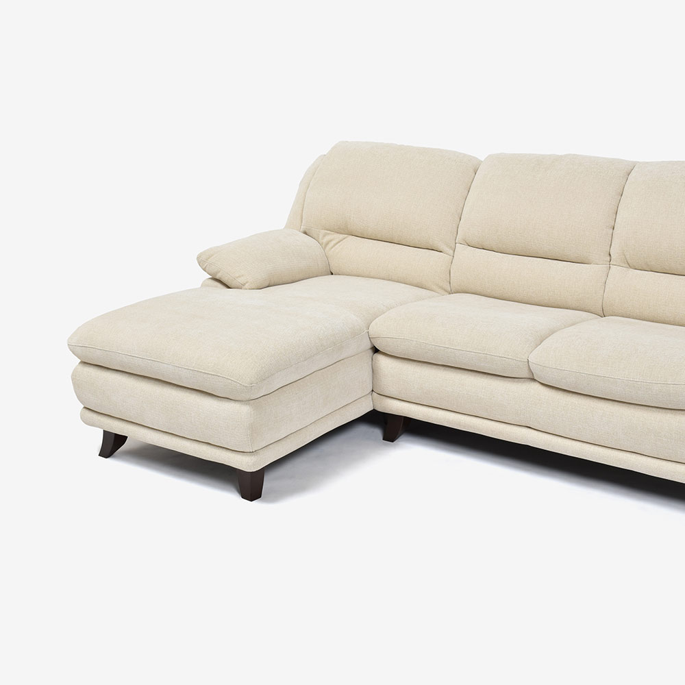 カウチソファ 向って左カウチ「オースチンKD」幅227cm 布#NDO 09 ベージュ色 脚全6種類