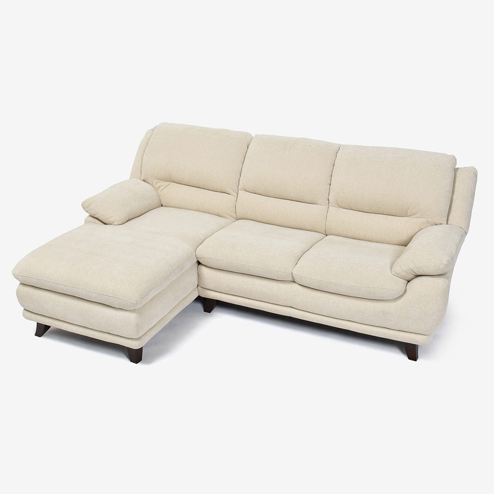 カウチソファ 向って左カウチ「オースチンKD」幅227cm 布#NDO 09 ベージュ色 脚全6種類