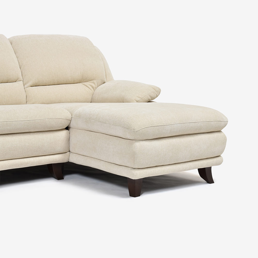 カウチソファ 向って右カウチ「オースチンKD」幅227cm 布#NDO 09 ベージュ色 脚全6種類