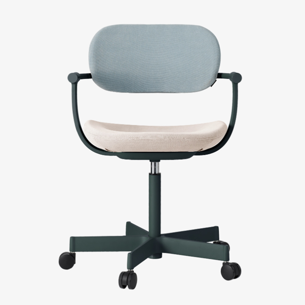 デスクチェア「vertebra03（バーテブラゼロサン）」5本脚キャスタータイプ 本体/ダークグリーンG1 張地#KS 背/SeaBreeze5 座/Grain13【受注生産品】