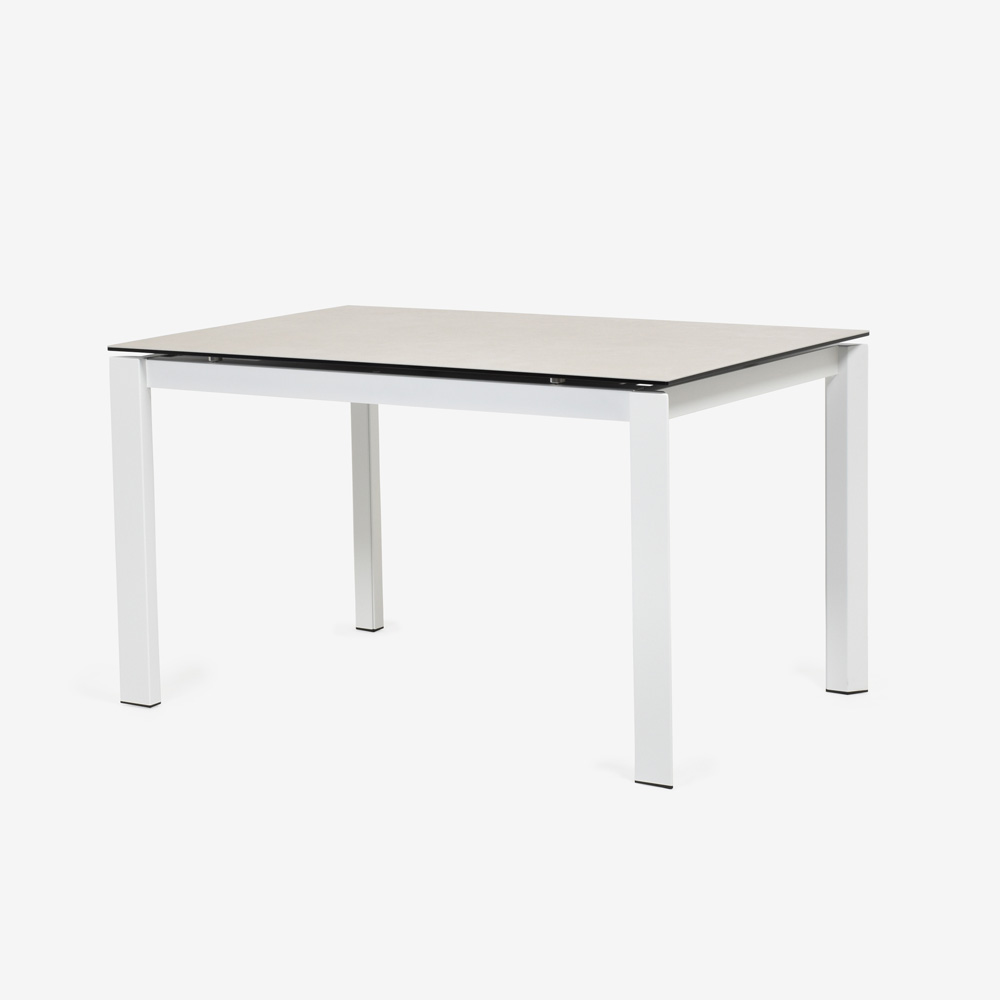 Calligaris（カリガリス）伸長式ダイニングテーブル「Duca CS4089」幅130-190cm 天板セラミック：ソルトホワイト/脚部スチール：マットオプティックホワイト