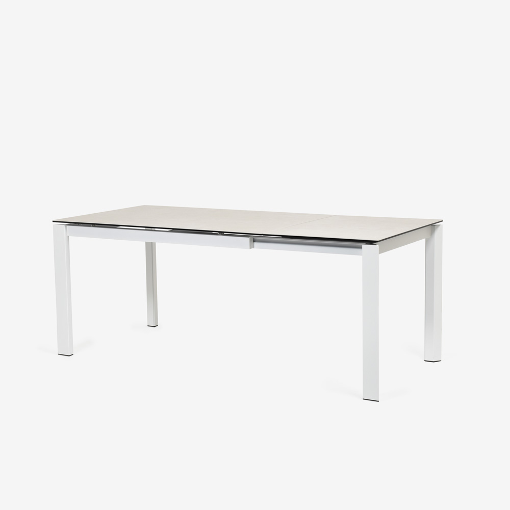 Calligaris（カリガリス）伸長式ダイニングテーブル「Duca CS4089」幅130-190cm 天板セラミック：ソルトホワイト/脚部スチール：マットオプティックホワイト