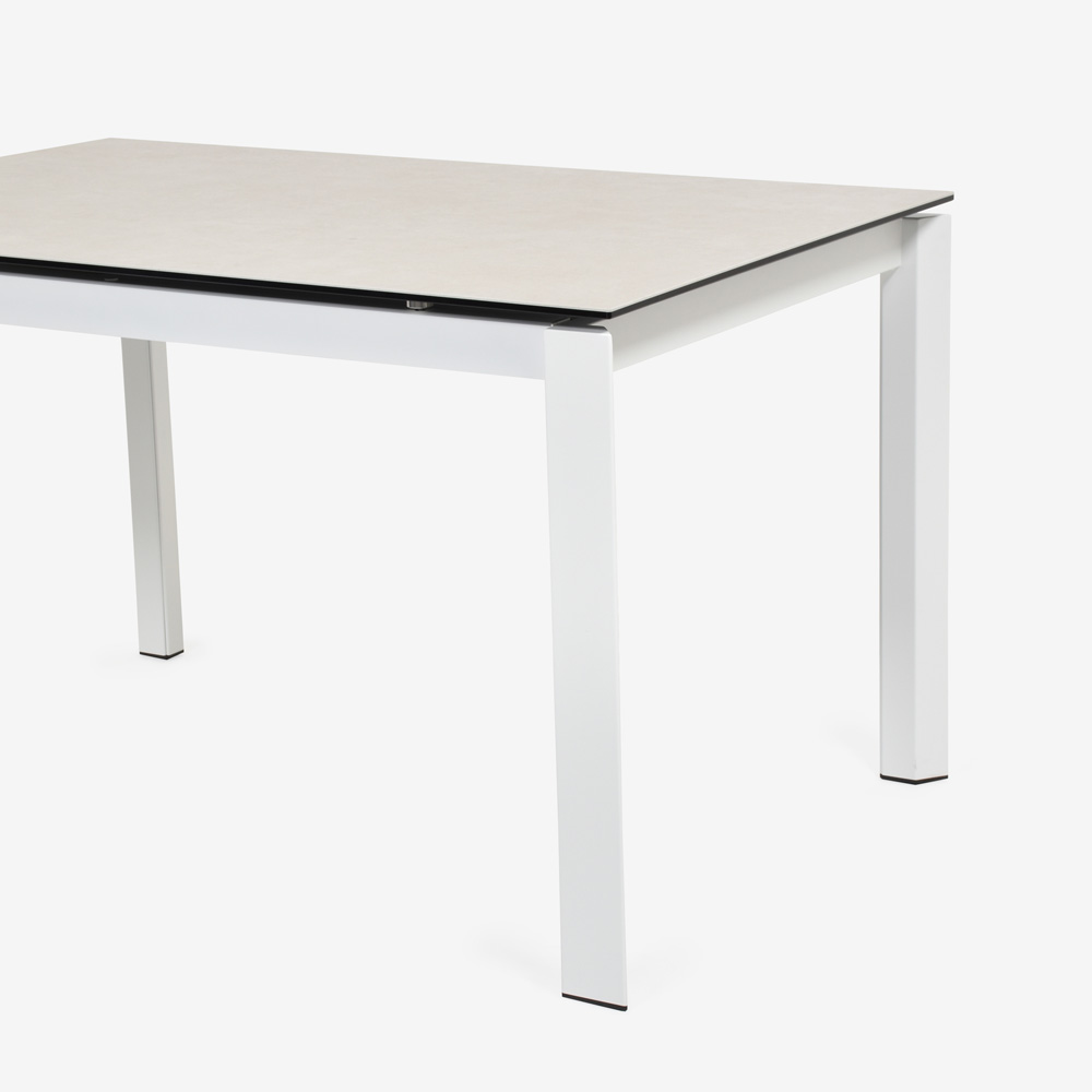 Calligaris（カリガリス）伸長式ダイニングテーブル「Duca CS4089」幅130-190cm 天板セラミック：ソルトホワイト/脚部スチール：マットオプティックホワイト