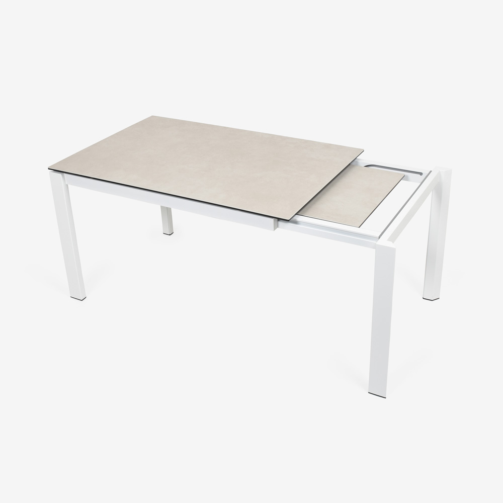 Calligaris（カリガリス）伸長式ダイニングテーブル「Duca CS4089」幅130-190cm 天板セラミック：ソルトホワイト/脚部スチール：マットオプティックホワイト