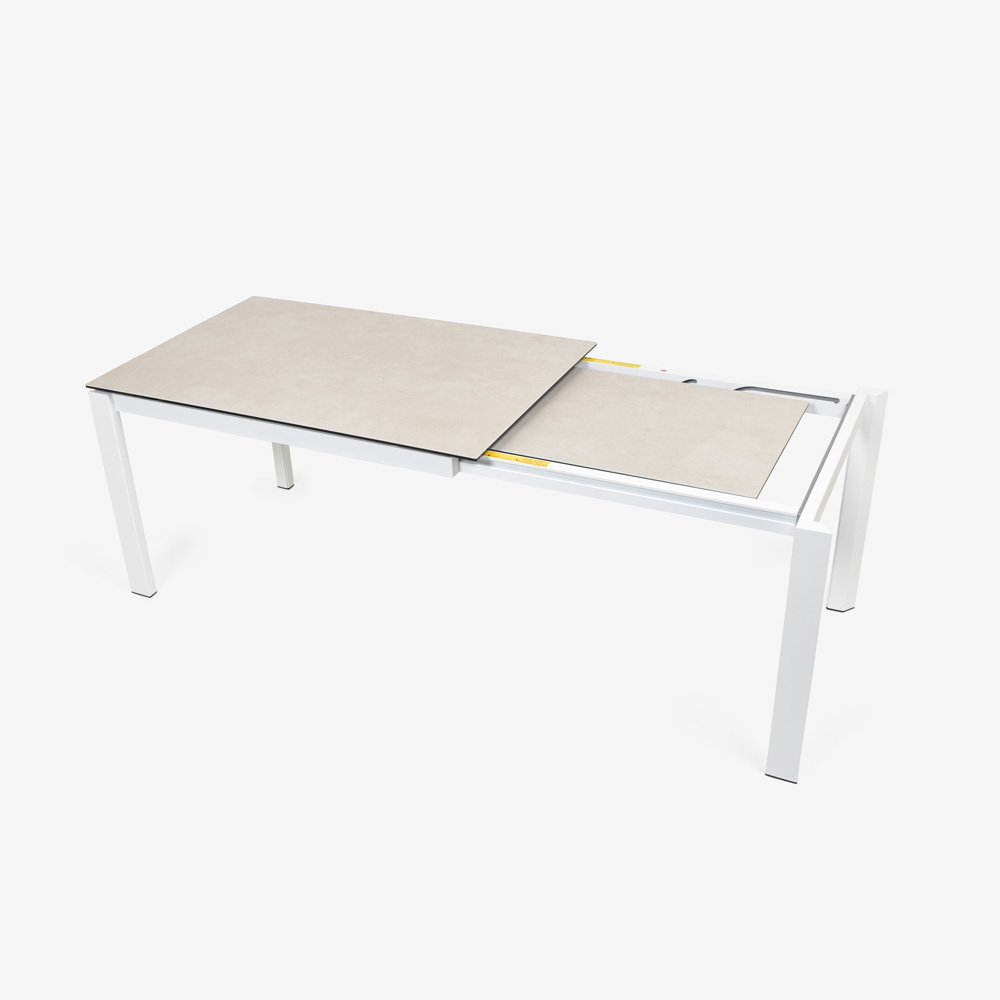 Calligaris（カリガリス）伸長式ダイニングテーブル「Duca CS4089」幅130-190cm 天板セラミック：ソルトホワイト/脚部スチール：マットオプティックホワイト