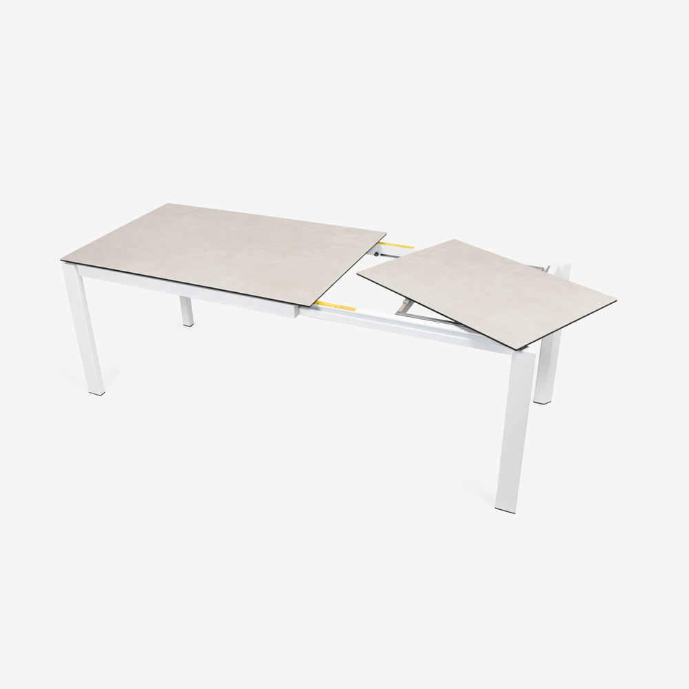 Calligaris（カリガリス）伸長式ダイニングテーブル「Duca CS4089」幅130-190cm 天板セラミック：ソルトホワイト/脚部スチール：マットオプティックホワイト