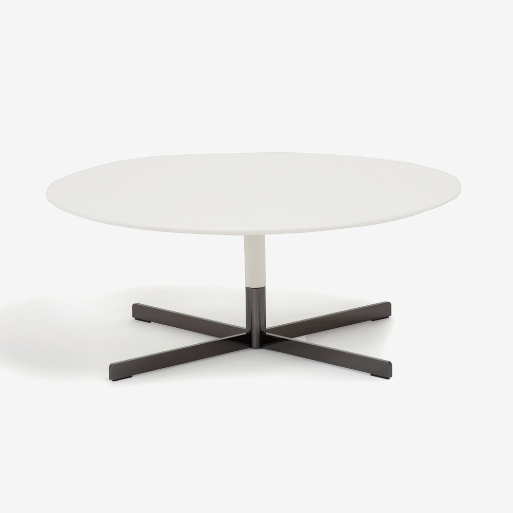 PoltronaFrau（ポルトローナ・フラウ）センターテーブル「ボブ」丸80cm 革ホワイト色