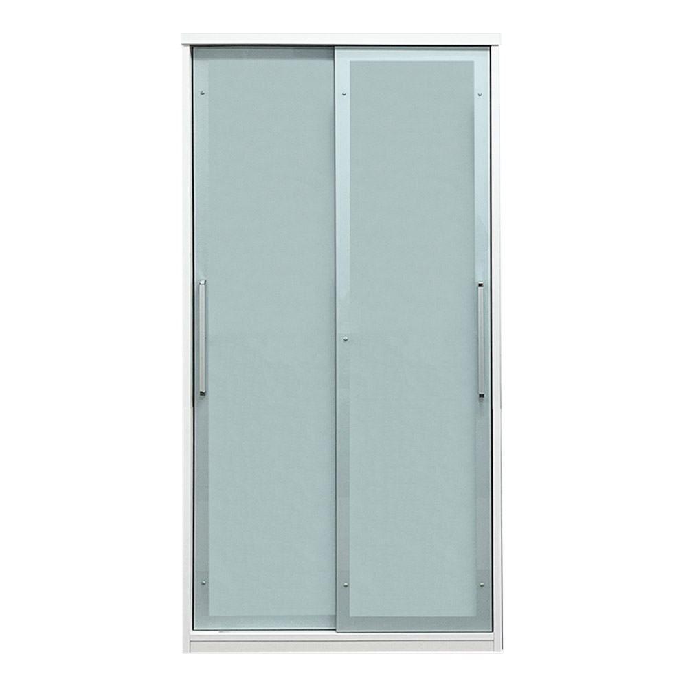 ダイニングボード「バニラ 100」幅100cm 奥行46cm 高さ198cm ガラス扉 引き戸タイプ ホワイト色【オンラインショップ限定品】