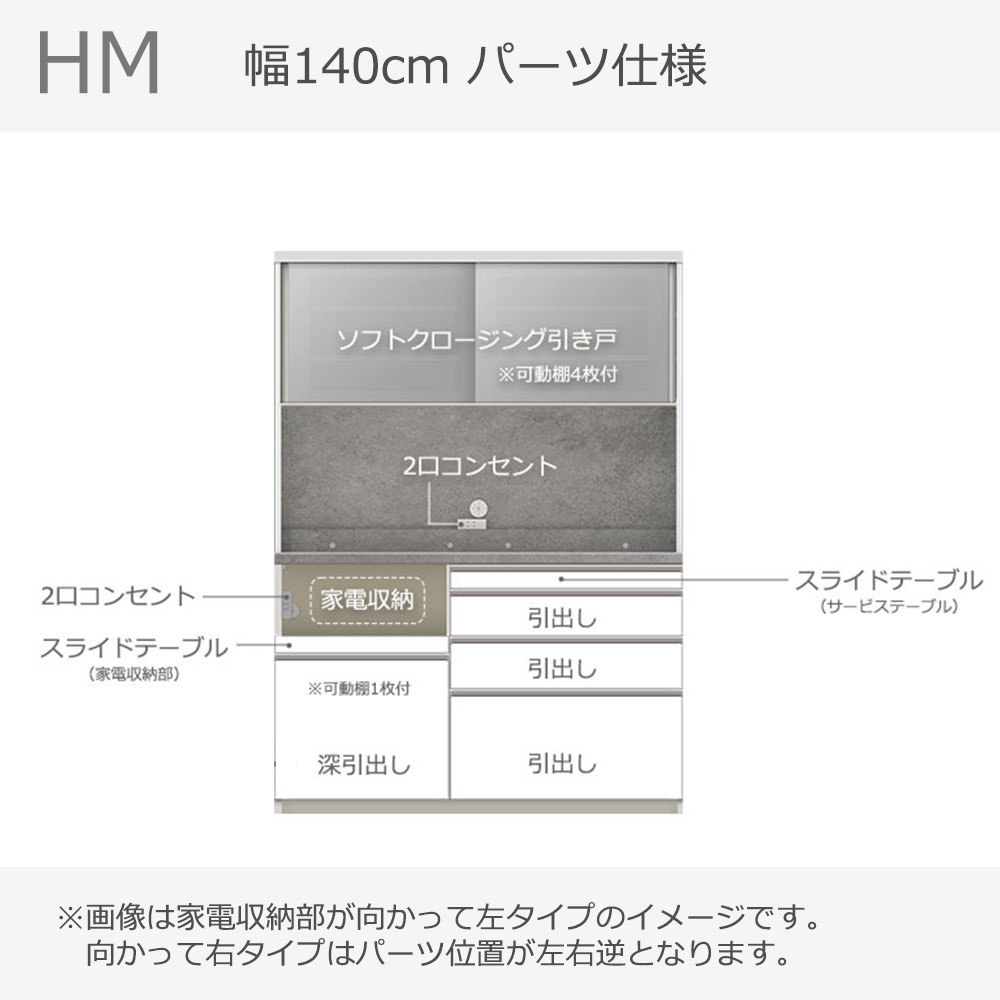 Pamouna(パモウナ)オープンボード「HM-1400R」幅140cm 高さ193.5cm 奥行2サイズ(50cm・44.5cm) 家電収納2タイプ(向かって左・右)全2色