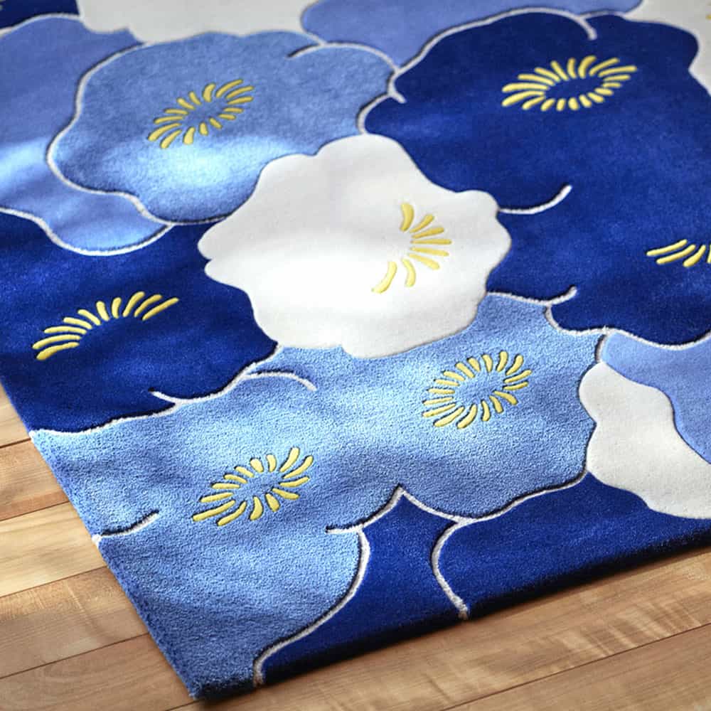 山形緞通 手刺緞通「石楠花」Sサイズ(幅150x長さ80cm) 防炎【受注生産品】