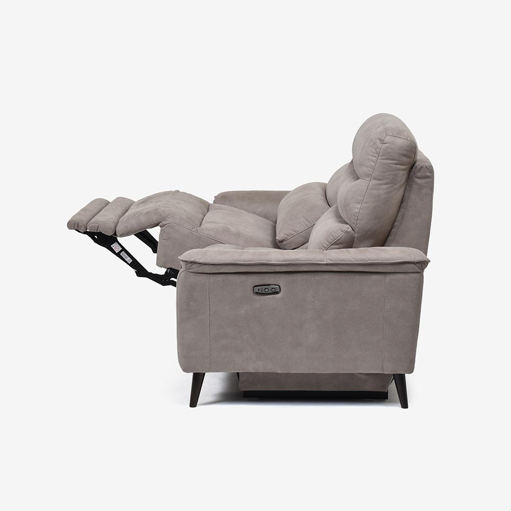 電動リクライニングソファ 3人掛け 幅190cm「レイーダ」布#B-946 シルバー色