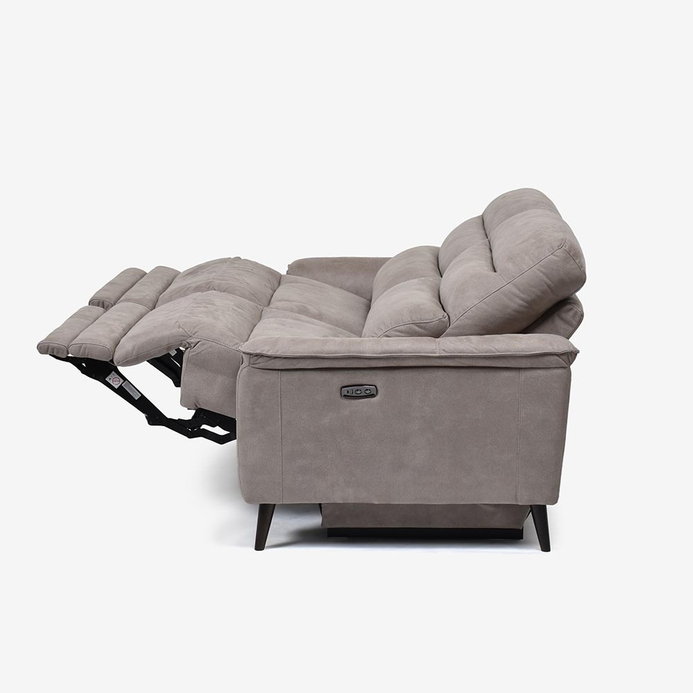 電動リクライニングソファ 3人掛け 幅190cm「レイーダ」布#B-946 シルバー色