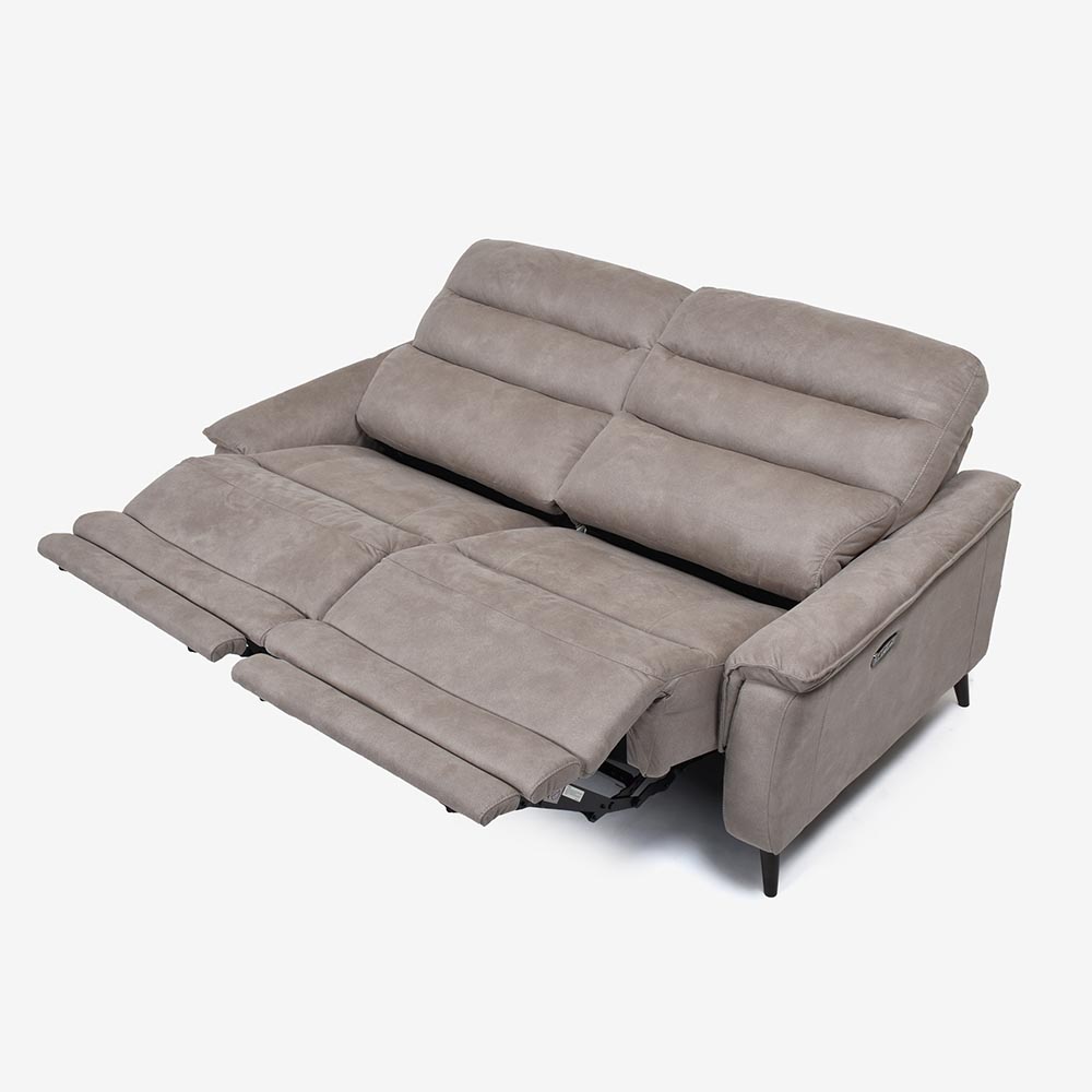 電動リクライニングソファ 3人掛け 幅190cm「レイーダ」布#B-946 シルバー色