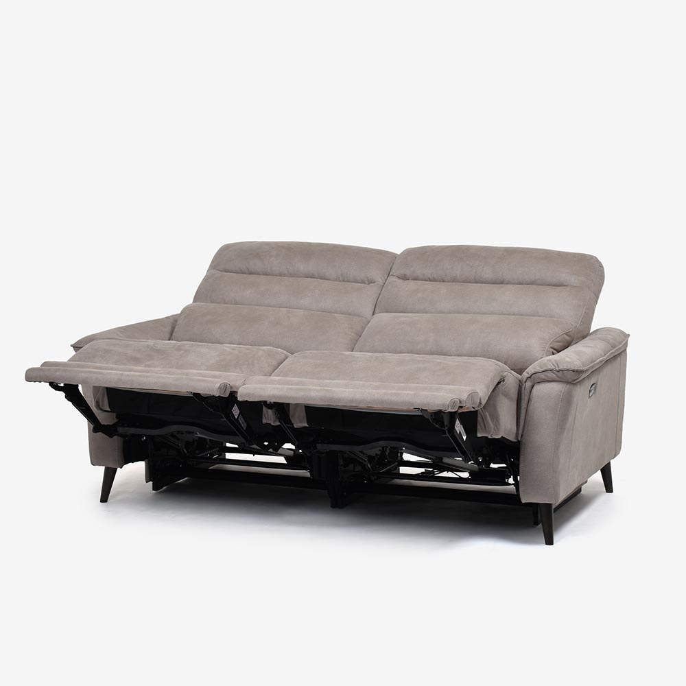 電動リクライニングソファ 3人掛け 幅190cm「レイーダ」布#B-946 シルバー色