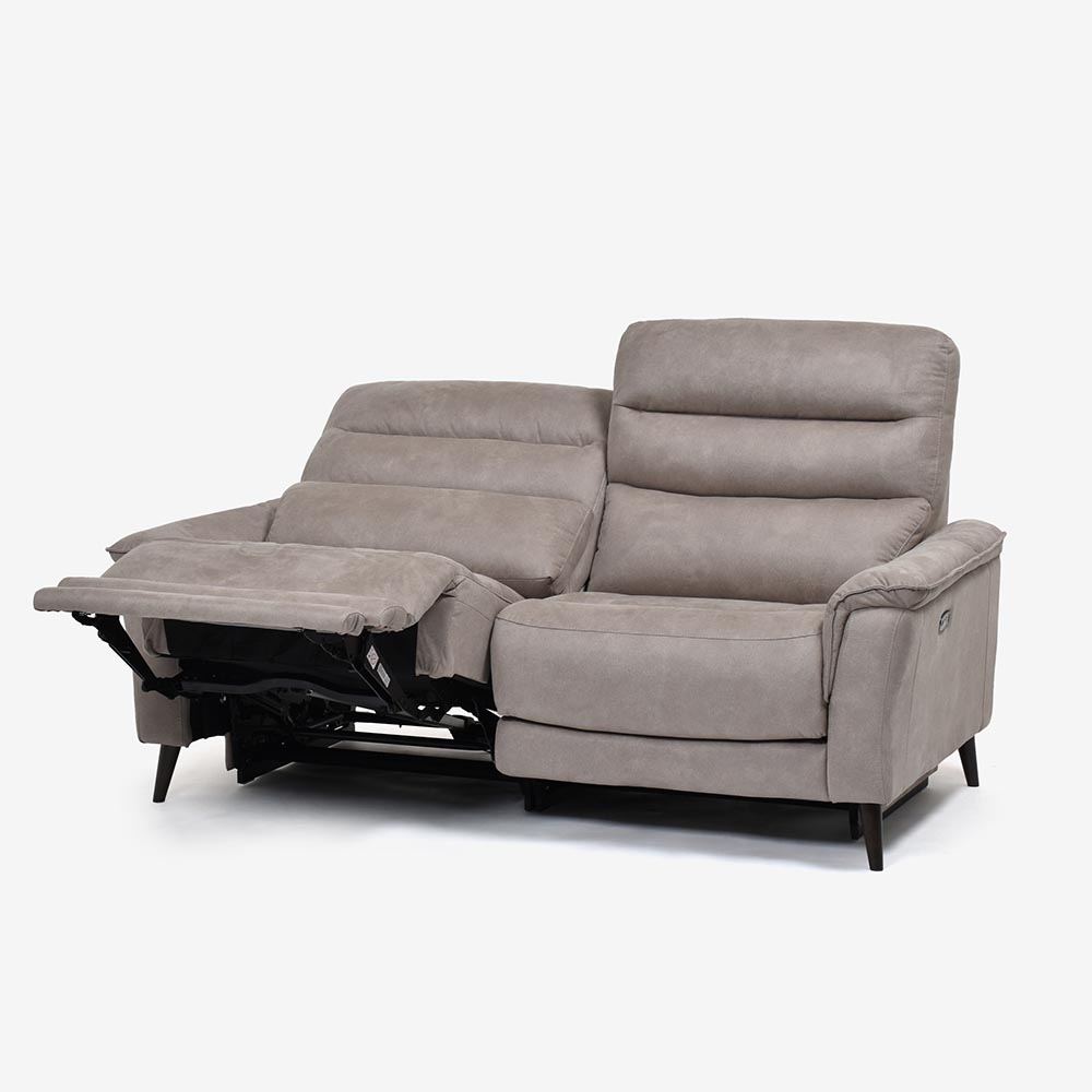 電動リクライニングソファ 3人掛け 幅190cm「レイーダ」布#B-946 シルバー色