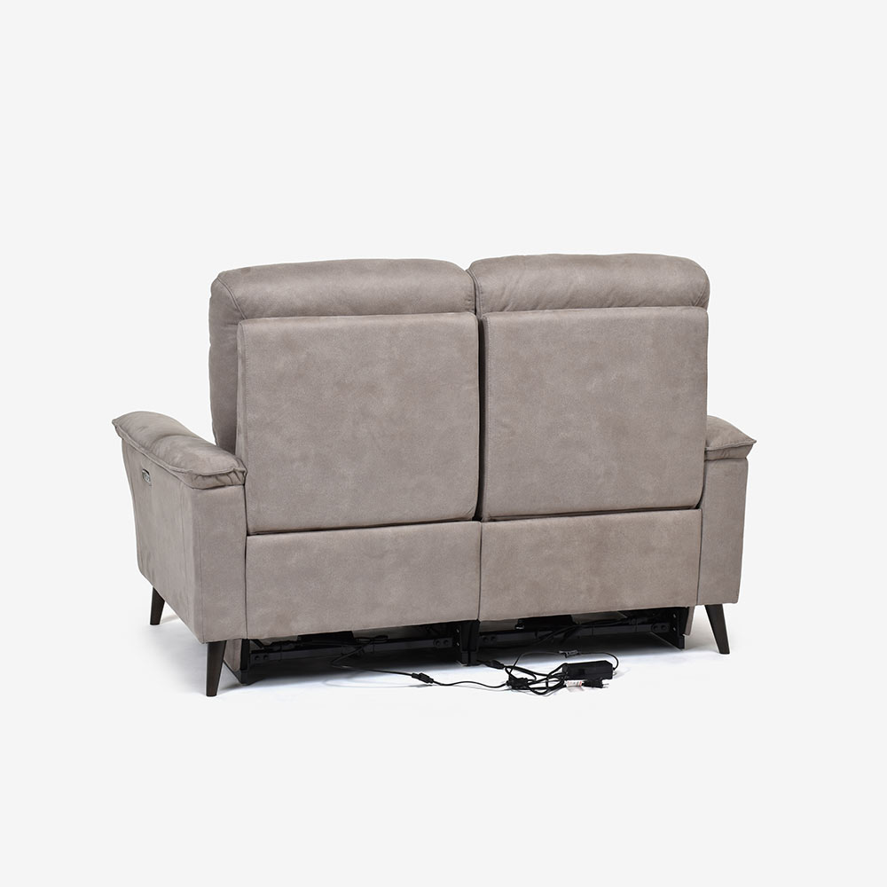 電動リクライニングラブソファ 2人掛け 幅160cm「レイーダ」布#B-946 シルバー色