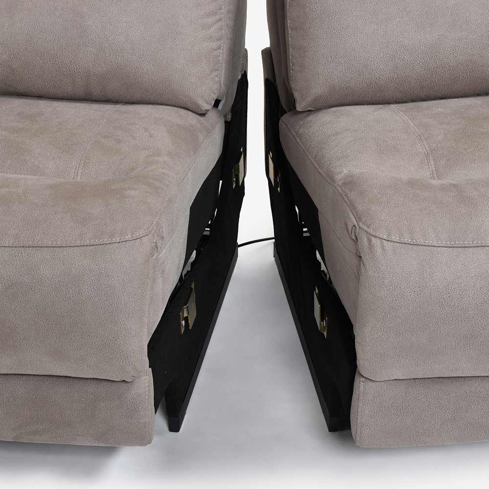 電動リクライニングソファ 3人掛け 幅190cm「レイーダ」布#B-946 シルバー色