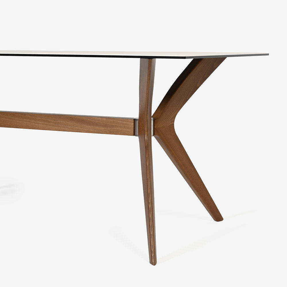 Calligaris（カリガリス）ダイニングテーブル「Tokyo CS18-FR」幅160cm 天板セラミックガラス P32Cホワイトトラバーチン色/脚部ビーチ材 P201WALNUT