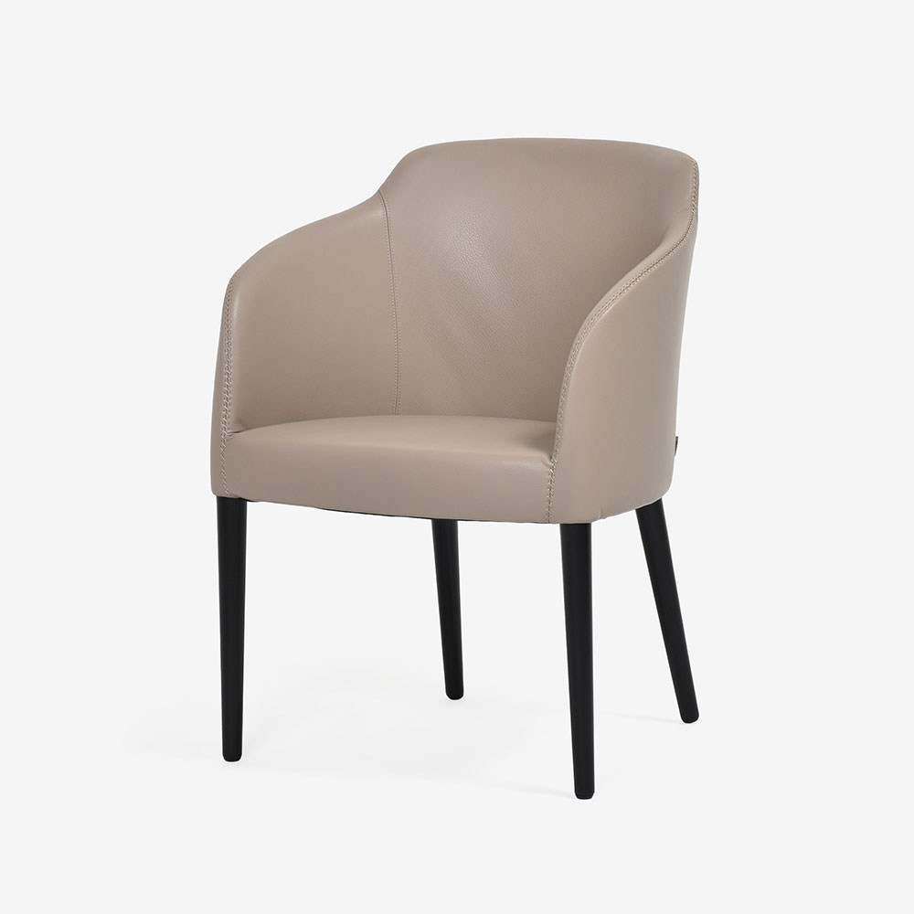 erba（エルバイタリア）ダイニングチェア「エモジオーネ2」肘付き 革#Cグレージュ色