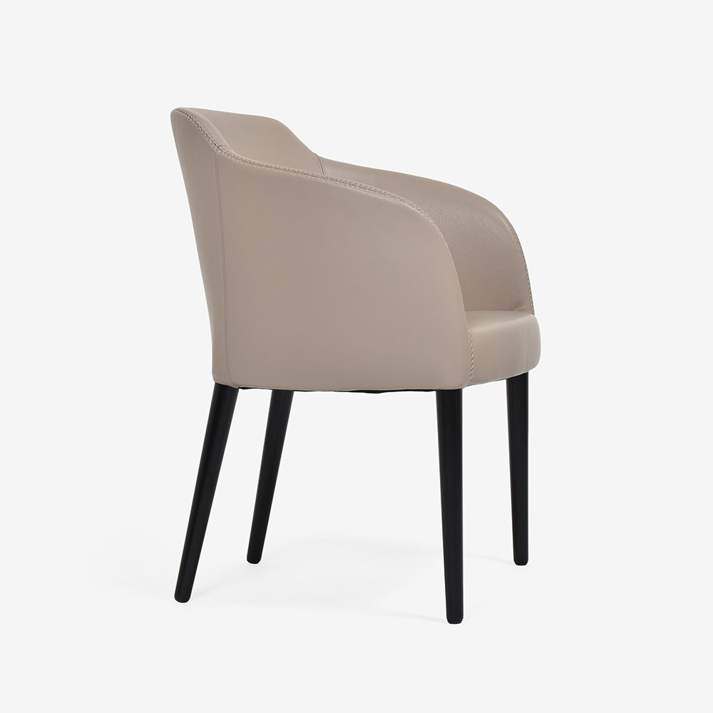 erba（エルバイタリア）ダイニングチェア「エモジオーネ2」肘付き 革#Cグレージュ色