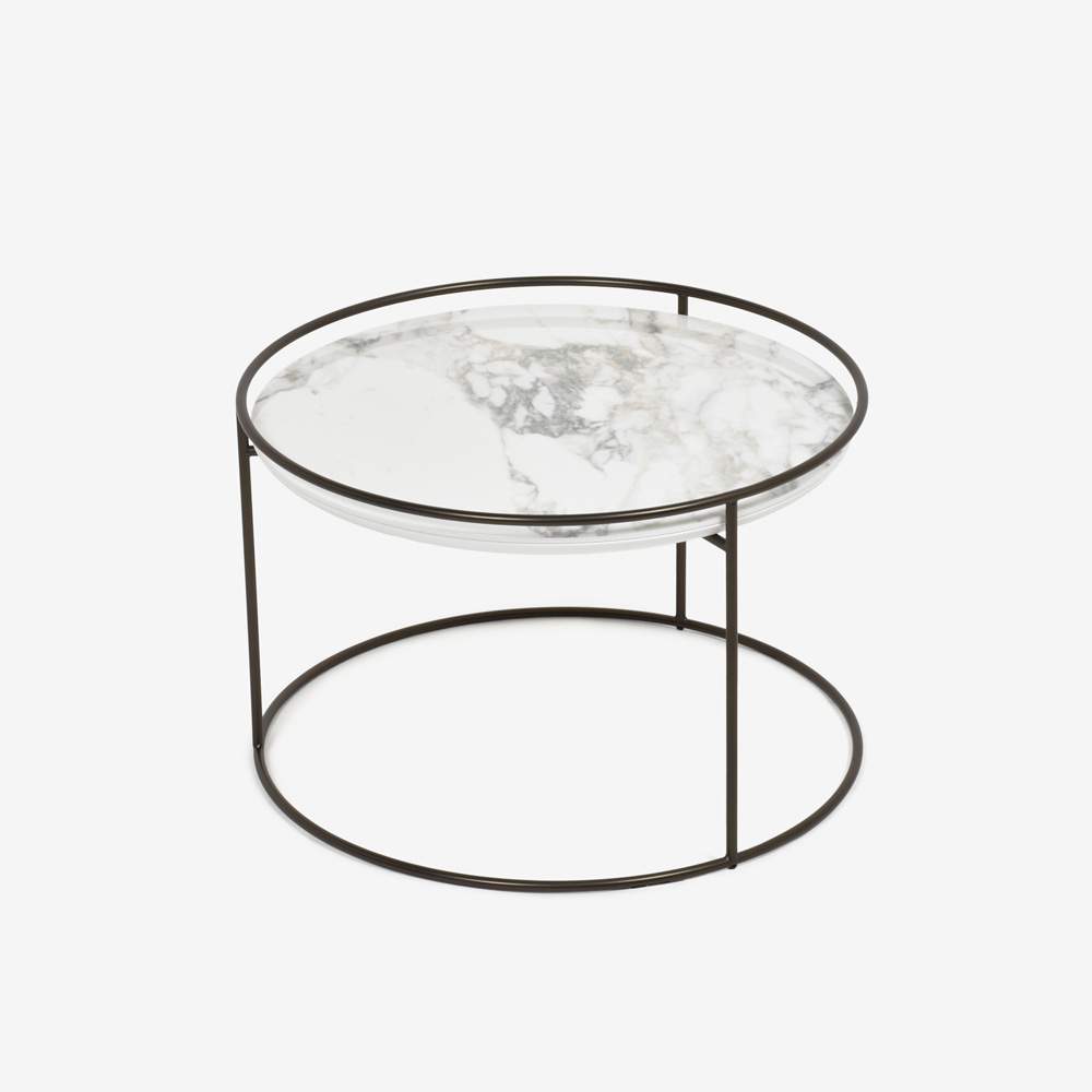 Calligaris(カリガリス)センターテーブル 「Atollo CS/5098-M」丸62.5cm 天板セラミック ホワイトマーブル