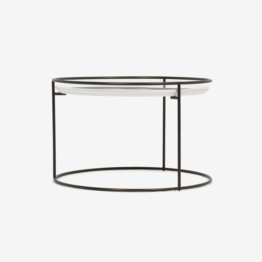 Calligaris(カリガリス)センターテーブル 「Atollo CS/5098-M」丸62.5cm 天板セラミック ホワイトマーブル